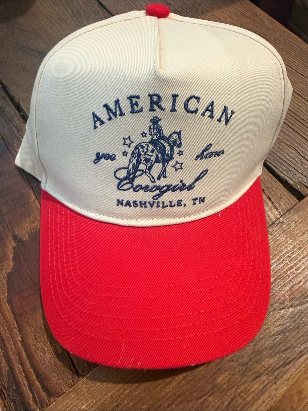 American Cowgirl Nashville Two-Tone Baseball Cap - Red & Cream New